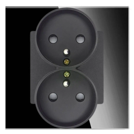 Moduł - gniazdo elektryczne podwójne - czarne - Tawoia Glass