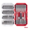 Zestaw 45 bitów i nasadek do wkrętarki 1/4" HEX, stal S2, PH, PZ, Torx, imbus, płaskie, w etui - AMiO 04932