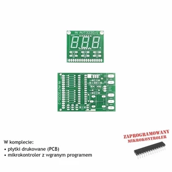 Termostat z wyświetlaczem LED, PCB i mikroprocesor do projektu AVT3220