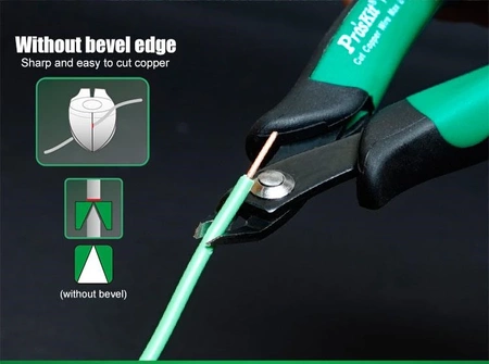 Szczypce cążki tnące boczne precyzyjne, Cu 1.3mm, 135mm, Proskit PM-101D