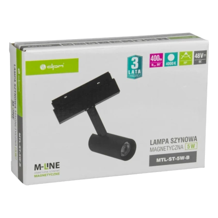 Reflektor szynowy magnetyczny 5W 400lm 4000K czarny M-LINE