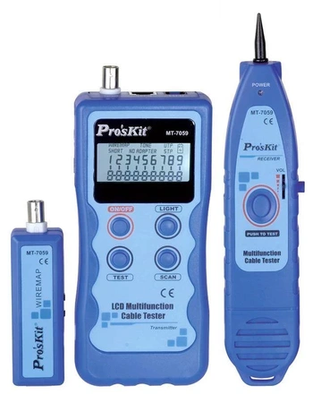Tester LAN RJ45, RJ11, BNC, USB, IEEE1394, szukacz par, Proskit MT-7059