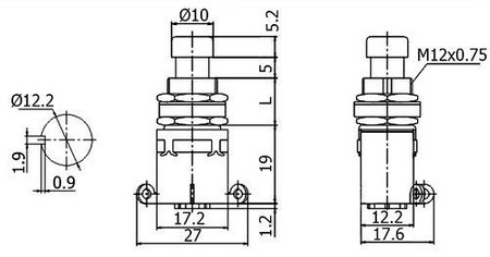 Przełącznik ON-(ON) PBS-24-112 SPDT monostabilny FOOTSWITCH