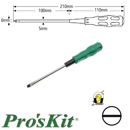 Wkrętak płaski 6 mm Pro-Soft, długość 210 mm, ProsKit 89407A