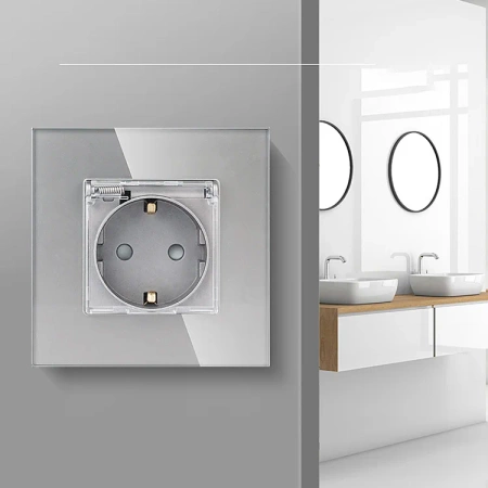 Lampka schodowa LED 230V 1W - szklana ramka - szary - Tawoia Glass