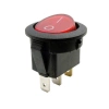 Przełącznik kołyskowy okrągły podświetlany 3-pin 6A 230V czerwony