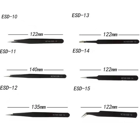 Zestaw pęset antystatycznych ESD 6 szt
