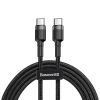 Kabel USB C-C 1m, szybkie ładowanie PD2.0 60W, QC3.0, nylonowy oplot, czarno-szary Baseus