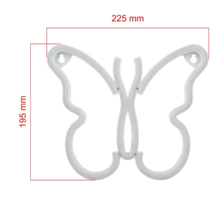 Neon LED "motyl", dekoracja LED 22,5x19,5cm zasilanie z baterii lub USB