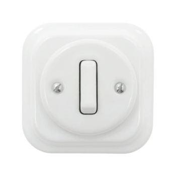 Włącznik światła schodowy ceramiczny, kwadratowy z ramką, podtynkowy biały Ceramic Loft