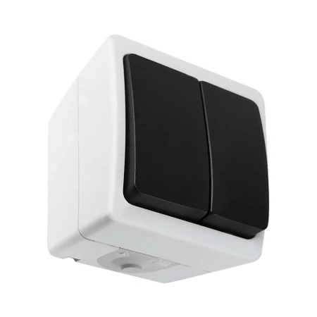 Włącznik natynkowy podwójny ORNO AQUATIC MINI IP54 10A 230V biało-czarny