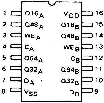 Rejestr przesuwny 4517 - 2x64 bity - 2 kanały - 3÷15V - DIP16
