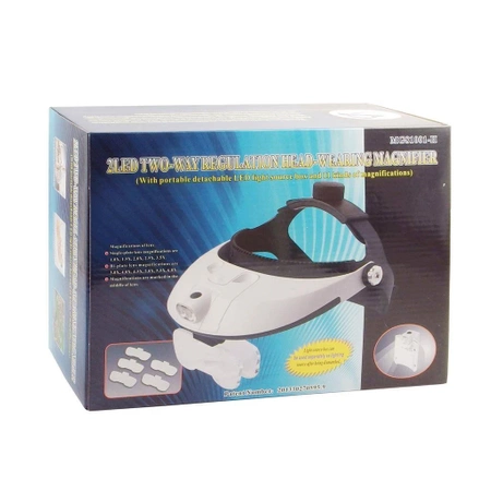 Lupa nagłowna LED MG81001-H, 2LED, 5 wymiennych szkieł, 2 paski regulacyjne