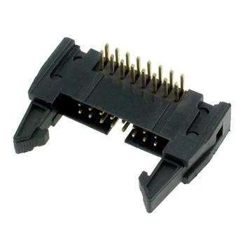 Wtyk IDC 16-stykowy kątowy do montażu na PCB, raster 2,54 mm z zatrzaskami, Z-WS16VW