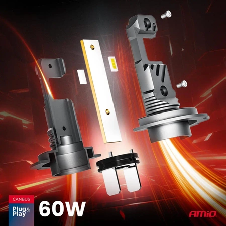 Żarówka samochodowa LED 2szt H7 H18 6000K Canbus 60W AMIO-04115 seria HYBRID AMIO-04115