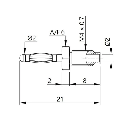 Wtyk nieizolowany 2mm lamelkowy