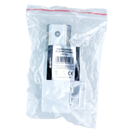 Złączki końcowe do szyny, kolor biały