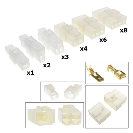 Komplet samochodowego złącza E+J 6-torowego z obudowami i konektorami 6,3 mm