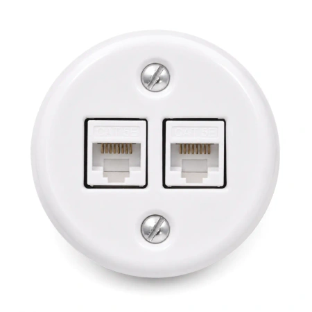 Natynkowe gniazdo Ethernet Cat.5e x2 ceramiczne białe Ceramic Classic Loft