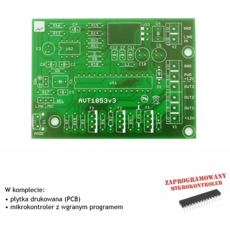 Iluminofonia LED RGB - PCB i mikroprocesor do projektu AVT 1853