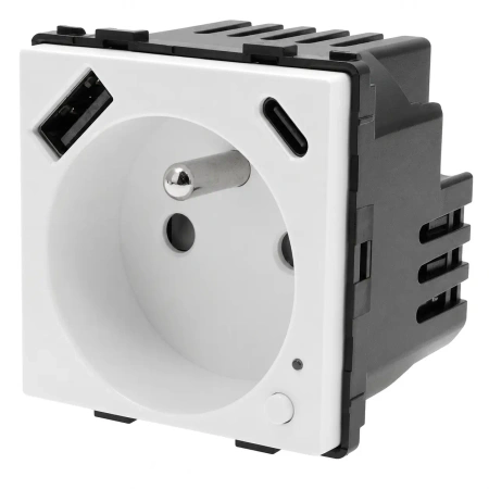 Gniazdko elektryczne z uziemieniem z USB A+C 20W z pomiarem energii (watomierz) WiFi i Bluetooth białe podtynkowe (moduł bez ramki) - TAWOIA Smart Home