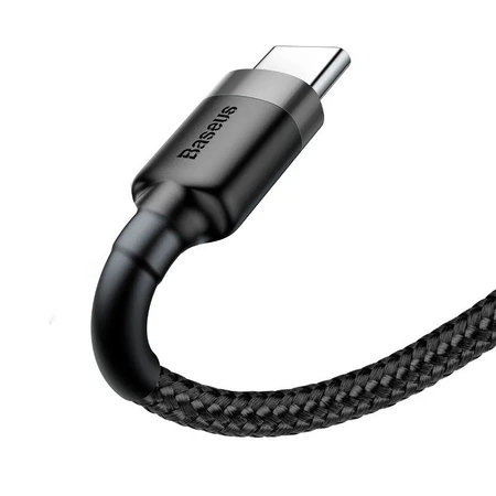 Kabel USB-A - USB-C, 3 A, 0,5 m, szaro-czarny, Baseus, CATKLF-AG1