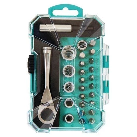 Zestaw bitów i kluczy nasadowych 27szt z grzechotką, Proskit SD-2318M