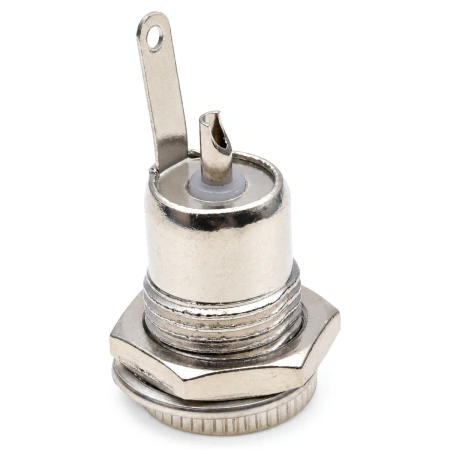 Gniazdo zasilania DC 2,1/5,5 mm do obudowy, metalowe (nakrętka)