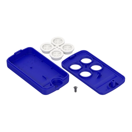 Obudowa pilota 35x65, h=13mm, ABS, niebieski + białe przyciski Z132 MIX1