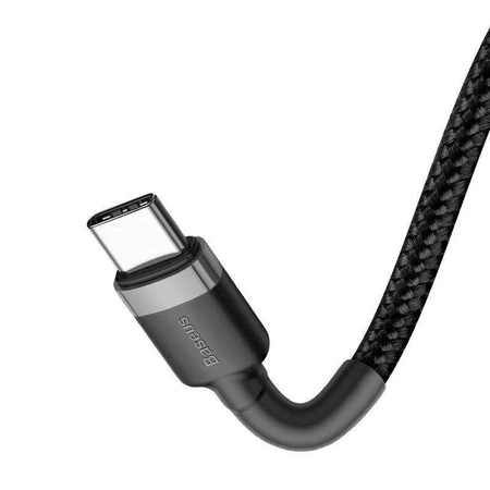 Kabel USB C-C 1m, szybkie ładowanie PD2.0 60W, QC3.0, nylonowy oplot, czarno-szary Baseus