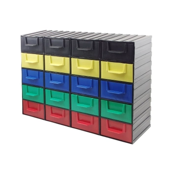 Magazynek szufladkowy modułowy, 20 szufladek w 5 kolorach