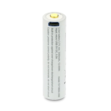 Akumulator Li-Ion 18650 3.7V 3500mAh z zabezpieczeniem i portem ładowania micro USB, everActive, BOX