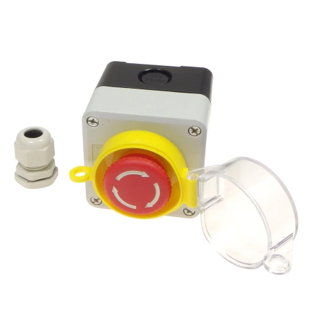Przycisk bezpieczeństwa typu grzybek w obudowie z zamykaną osłoną PRZEL801
