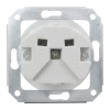 2x Gniazdko elektryczne Schuko okrągłe białe z ramką podwójną ciemne drewno, montaż podtynkowy, Ceramic Loft