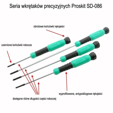 Wkrętak precyzyjny krzyżakowy PH1 × 150 mm, ProsKit SD-086-P7