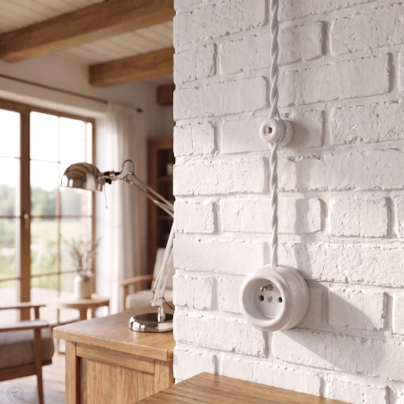 Uchwyt kabla ceramiczny biały 18x23mm Ceramic Classic Loft