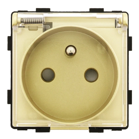 Gniazdo elektryczne IP44 z klapką - szklana ramka - złote - Tawoia Glass