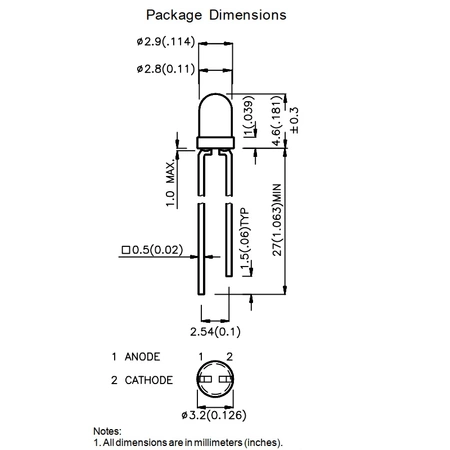 Dioda LED f3 czerwona 100mcd, Kingbright L-934SRD/C