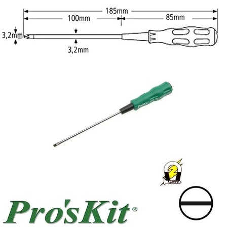 Wkrętak płaski 3.2mm, seria Pro-Soft, 185mm