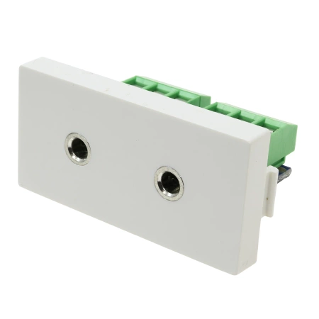 Moduł 1/2 - 2 gniazda słuchawkowe jack 3.5 - biały - kompatybilny z ramkami Tawoia Glass