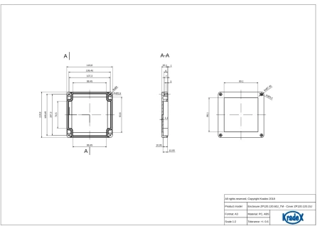 Obudowa hermetyczna ZP120.120.60 jasnoszara ABS