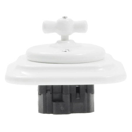 Włącznik światła schodowy obrotowy ceramiczny, kwadratowy z ramką, podtynkowy biały Ceramic Loft