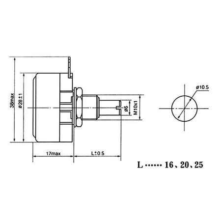 Potencjometr 10kom 1W liniowy