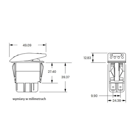 Włącznik ON-OFF 2-poz 3-pin 1 LED niebieski Carling