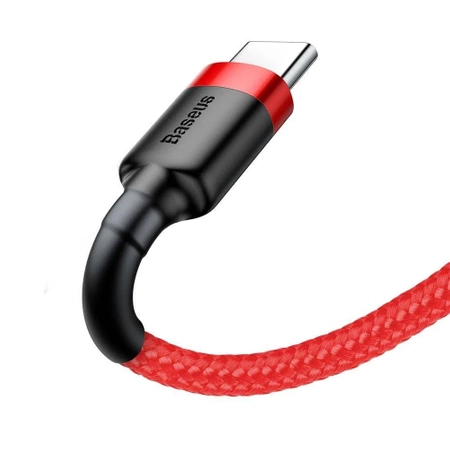 Kabel USB-A do USB-C 1m, szybkie ładowanie QC3.0 3A, nylonowy oplot, czerwony Baseus