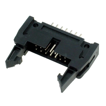 Wtyk IDC 14-stykowy prosty do montażu na PCB, raster 2,54 mm z zatrzaskami, Z-WS14VG
