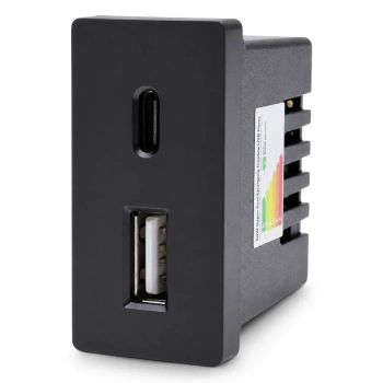 Ładowarka USB 20W super fast USB A+C czarny, moduł 1/2 do ramki Tawoia Glass
