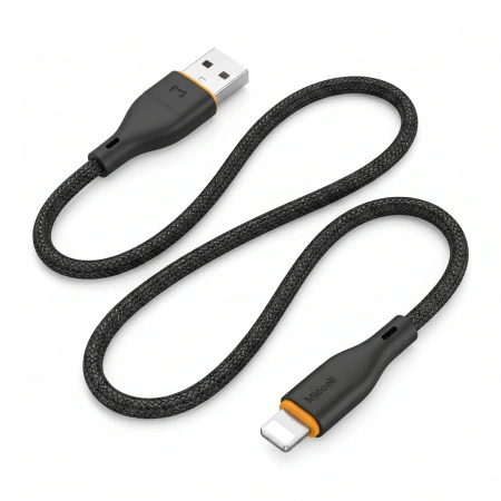 Kabel USB-A - Lightning, 2,4 A, 1 m, czarny, Miccell, MIC-004030