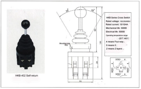 Przełącznik joystick 4p MS-4P chwilowy HKB-402