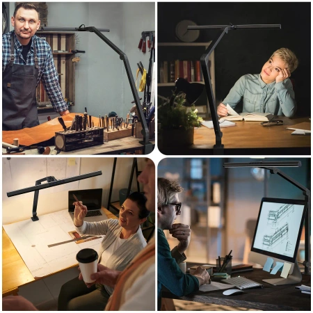 Profesjonalna lampa biurkowa LED 1 ramienna 18W czarna